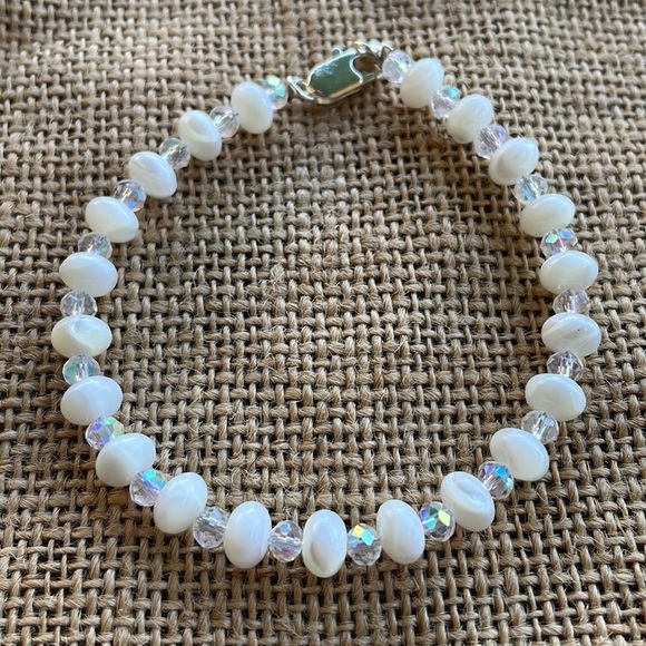 Natural Shell Bead Flat Round Mother of Pearl Rondelle crystal spacers New 7 1/2 - Picture 1 of 10